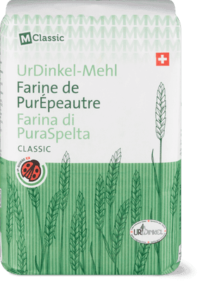 A pack of M-Classic IP-SUISSE spelt flour from Migros.